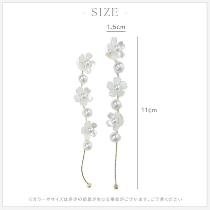 【ac292mo】パールフラワー ロングピアス