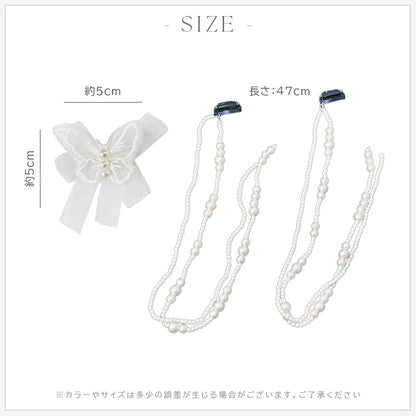 【ac297mo】オーガンジーリボン パールヘアクリップ