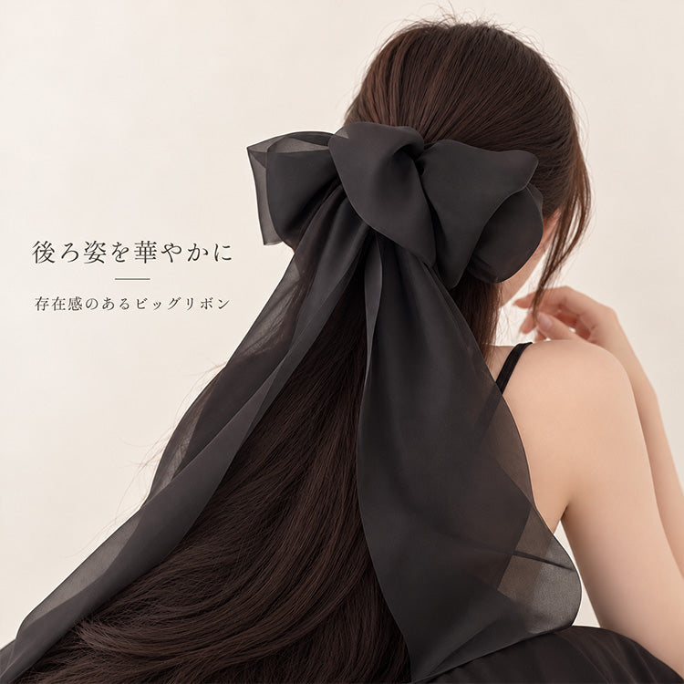 【ac300mo】ビッグリボンヘアクリップ ロングリボン 3カラー