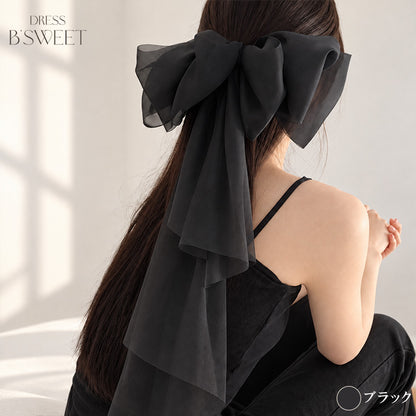 【ac300mo】ビッグリボンヘアクリップ ロングリボン 3カラー