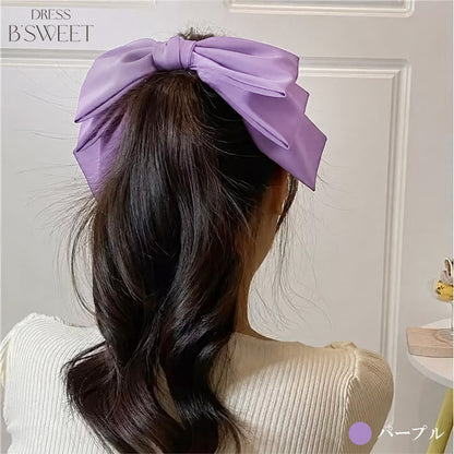【ac301mo】サテンリボンヘアクリップ 4カラー