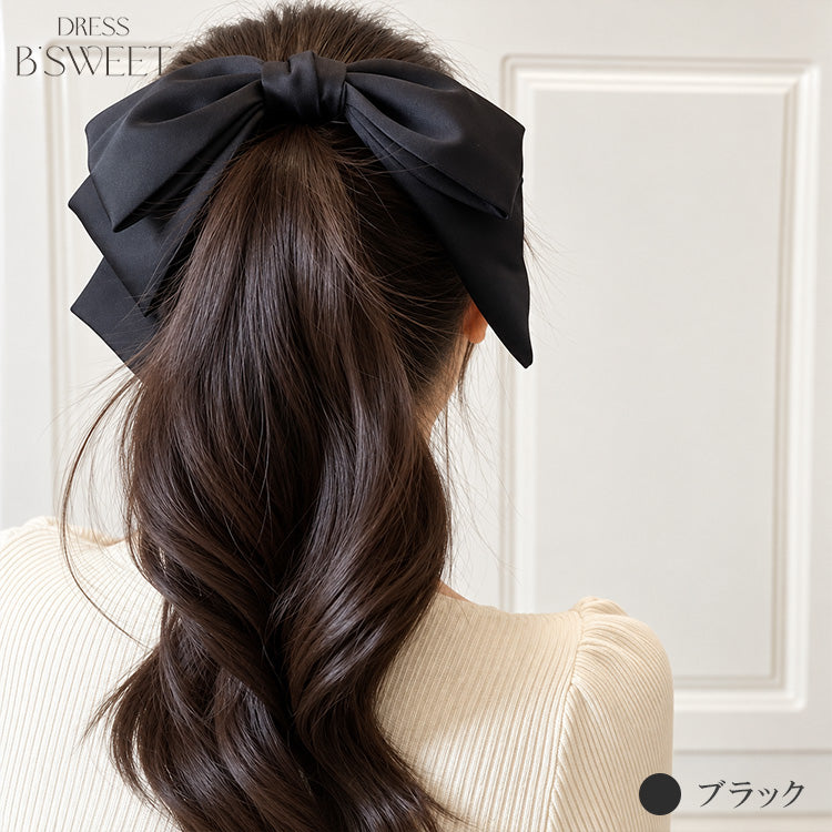 【ac301mo】サテンリボンヘアクリップ 4カラー
