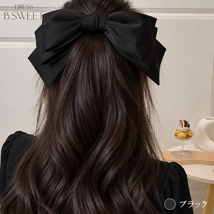【ac301mo】サテンリボンヘアクリップ 4カラー