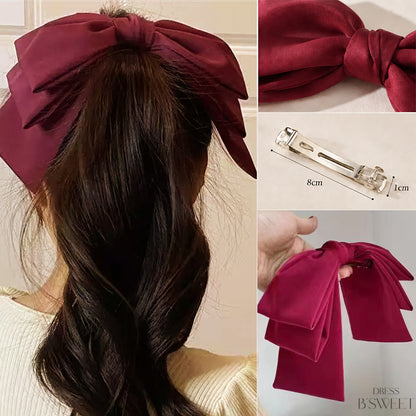 【ac301mo】サテンリボンヘアクリップ 4カラー