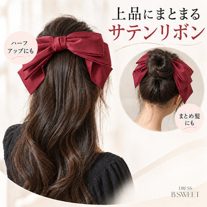 【ac301mo】サテンリボンヘアクリップ 4カラー