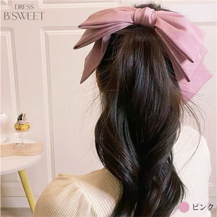 【ac301mo】サテンリボンヘアクリップ 4カラー