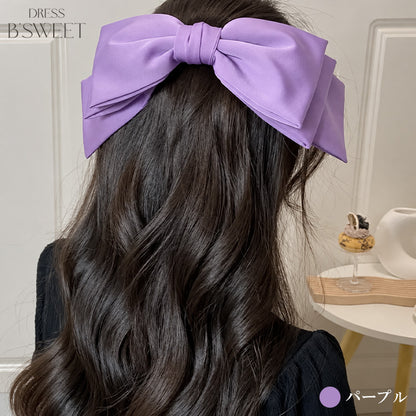 【ac301mo】サテンリボンヘアクリップ 4カラー