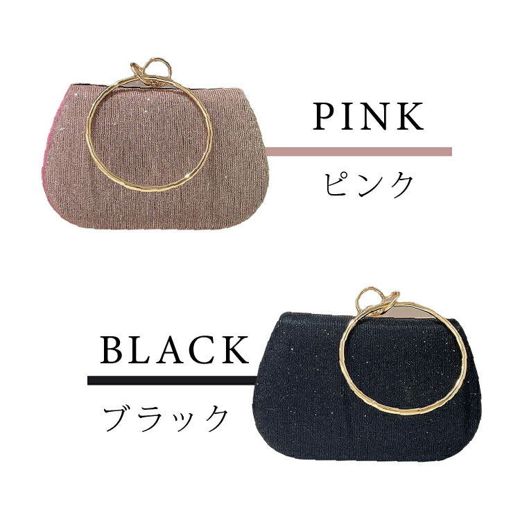 【bb75】グリッターがま口パーティバッグ