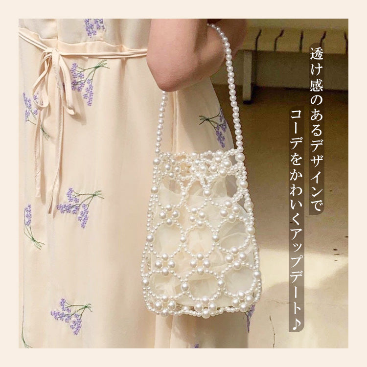 【bb87vn】ビーズミニハンドパールバッグ