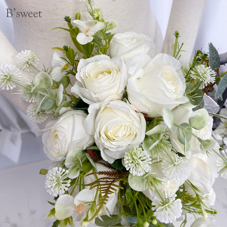 【flo166bm】ミックスフラワーブーケ　ホワイト