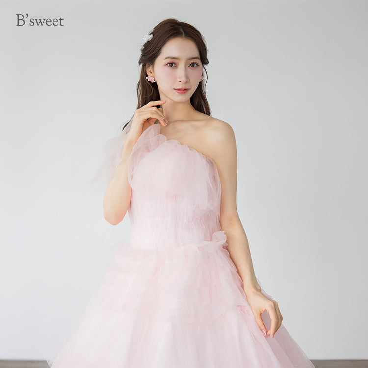 【kd141yi】ボリュームチュールティアードカラードレス　プリンセスライン