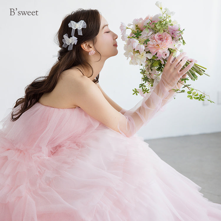 【kd141yi】ボリュームチュールティアードカラードレス　プリンセスライン