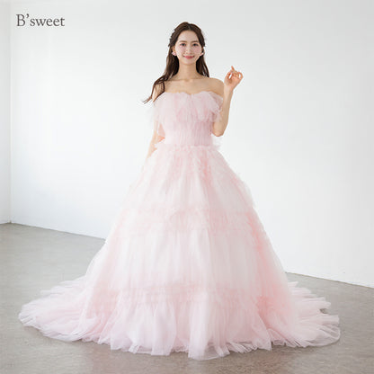 【kd141yi】ボリュームチュールティアードカラードレス　プリンセスライン