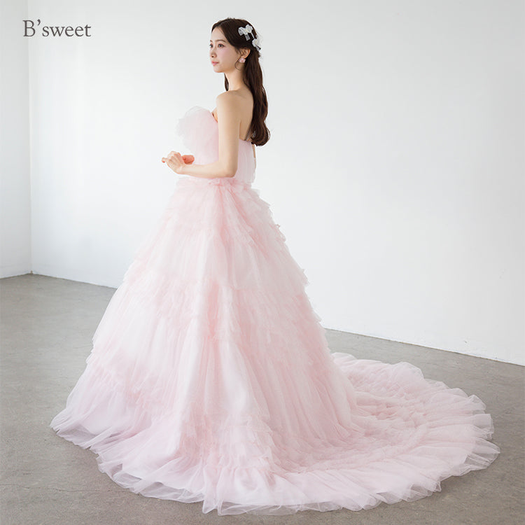 kd141yi】ボリュームチュールティアードカラードレス プリンセスライン