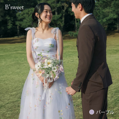 【kd143jx】花柄チュールキャミソールカラードレス　Aライン