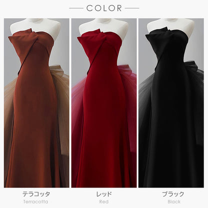 【kd149】バックチュールリボントレーンドレス　マーメイドライン