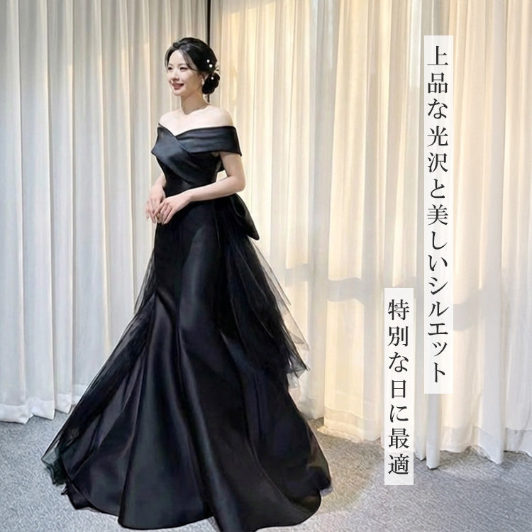 【kd151yn】バックリボン チュール マーメイドライン