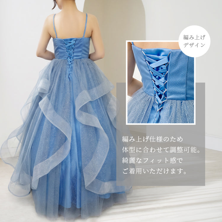【kd152lk】アシンメトリーラメチュールドレス　プリンセスライン