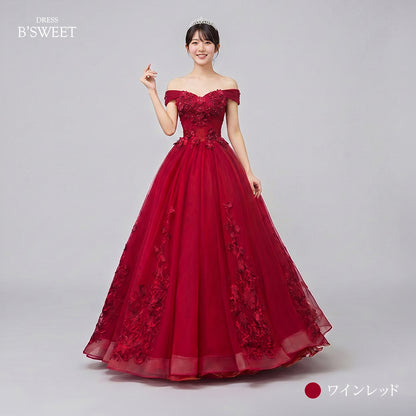 【kd153lk】エンブロイダリーオフショルダードレス　プリンセスライン