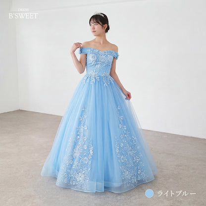 【kd153lk】エンブロイダリーオフショルダードレス　プリンセスライン