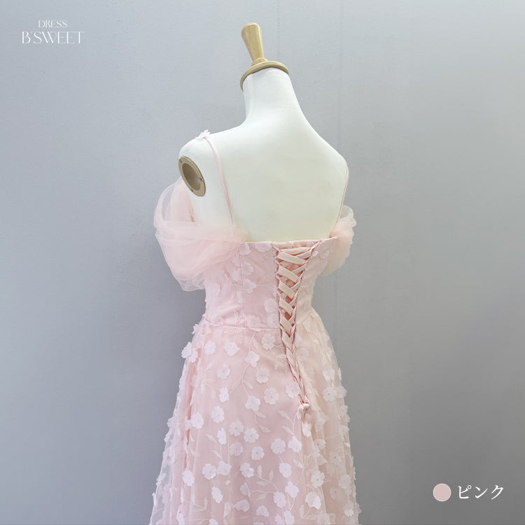 【kd164jx】2wayフラワーモチーフドレス　Aライン