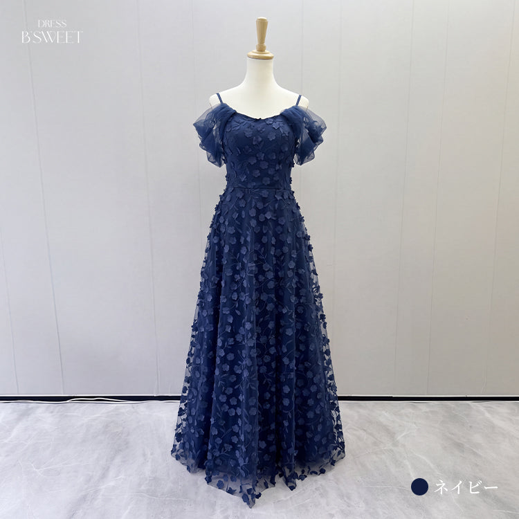 【kd164jx】2wayフラワーモチーフドレス　Aライン