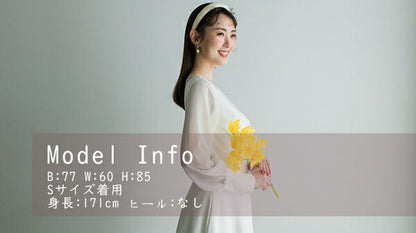 MD02【hwd610ls】パフスリーブリボンドレス　マーメイドライン