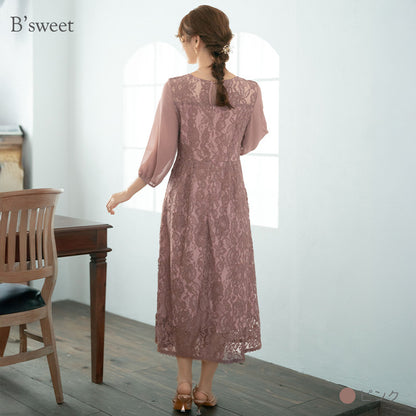 【pd44cy】Vネックレースワンピース