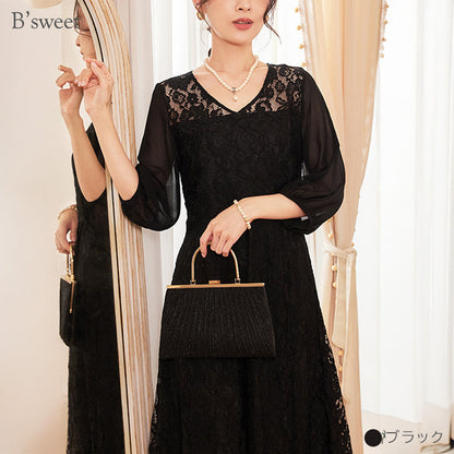 【pd44cy】Vネックレースワンピース