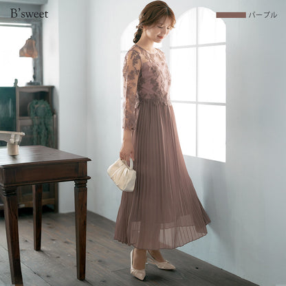【pd47cy】レースプリーツワンピース