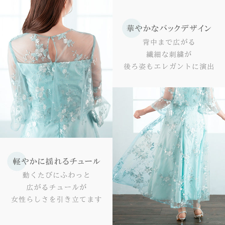 【pd53ym】フラワーシアーワンピースドレス