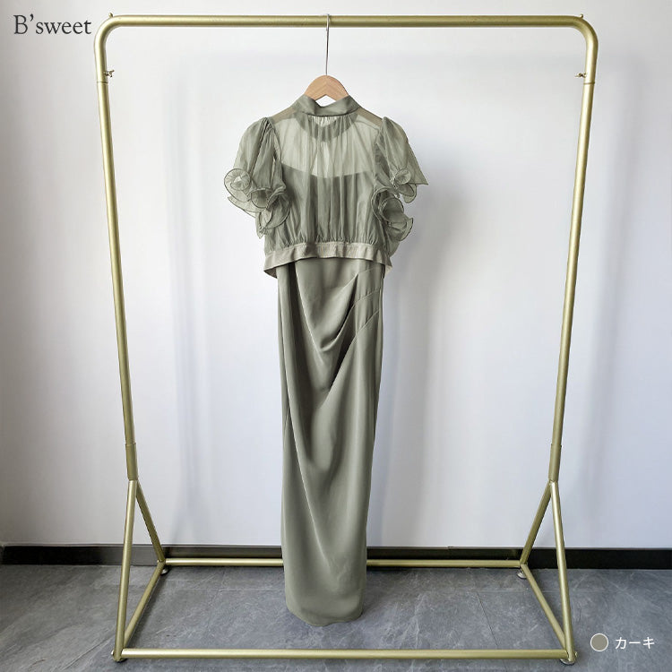 【pd54】ボレロレイヤードワンピースドレス