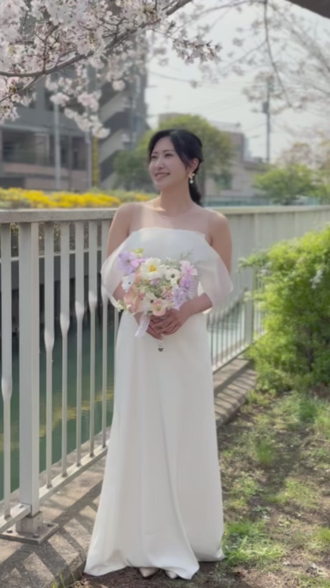 【wd533ma】 イリュージョンネックオーガーンジーゆる袖ドレス　マーメイドライン