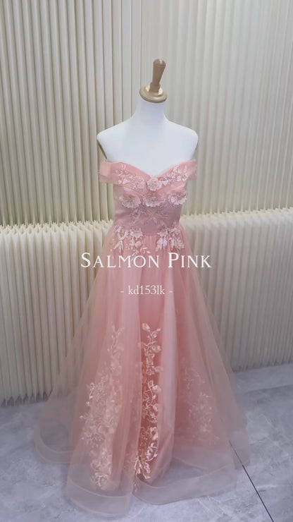 【kd153lk】エンブロイダリーオフショルダードレス　プリンセスライン