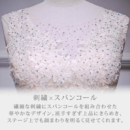 【std1】ノースリーブ刺繍カラードレス　Aライン