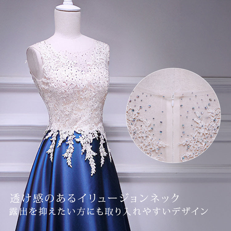 【std1】ノースリーブ刺繍カラードレス　Aライン
