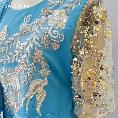 【std3】ドレープ刺繍カラードレス　Aライン