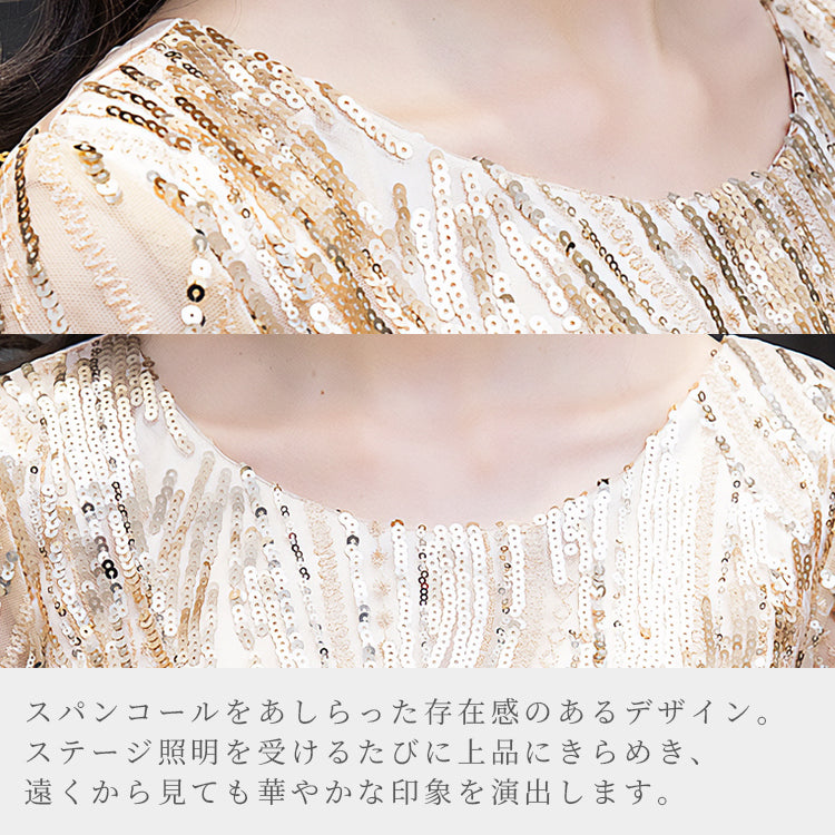 【std4】スパンコール刺繍カラードレス　Aライン