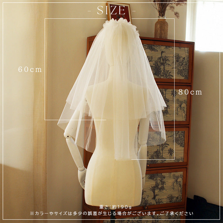 【ts241jd】カチューシャ付きベール　ミディアム【長さ約60cm×80cm】