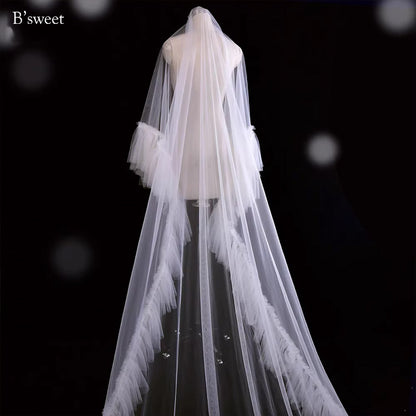 【ts244jd】ラッフル ロング トレーンベール【長さ約80cm×300cm】