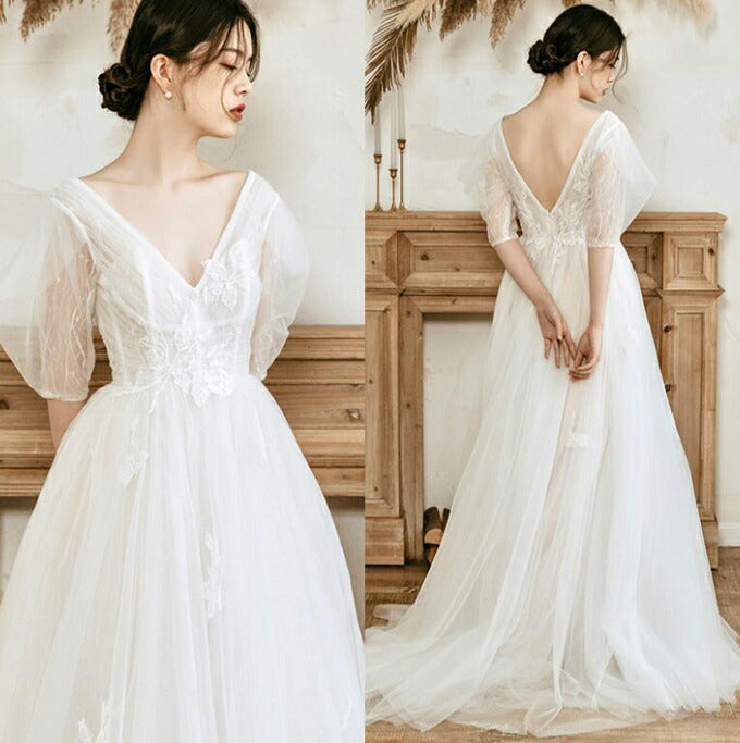【ur57】グリッターチュールレースプリンセスドレス　プリンセスライン