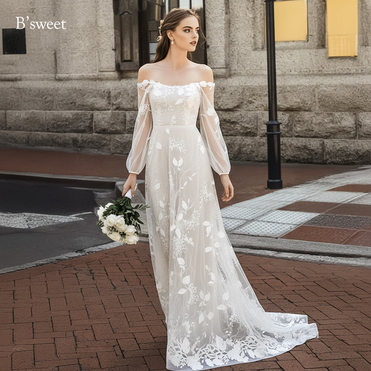 【ur74】	オフショルダーシアーリーフドレス　スレンダーライン