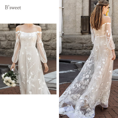 【ur74】	オフショルダーシアーリーフドレス　スレンダーライン