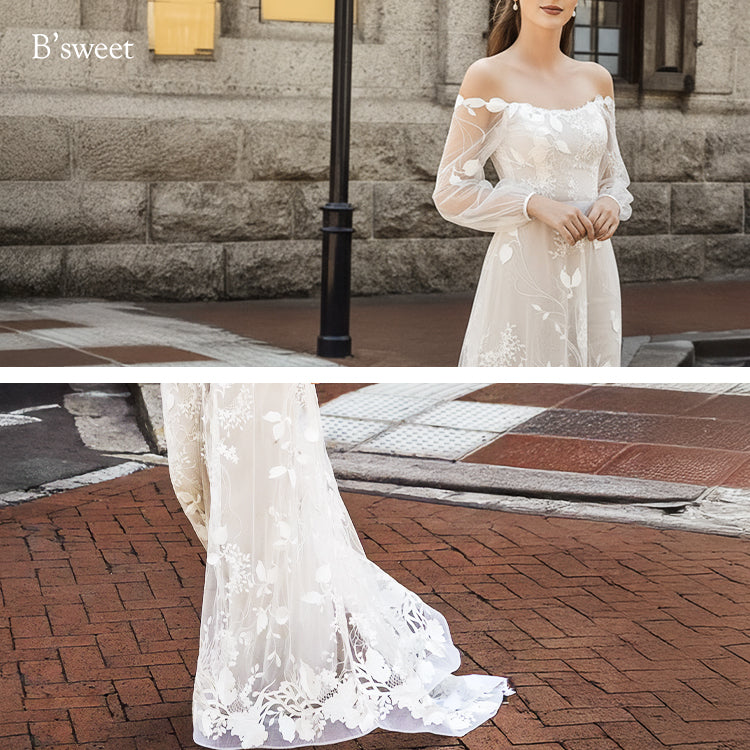 【ur74】	オフショルダーシアーリーフドレス　スレンダーライン