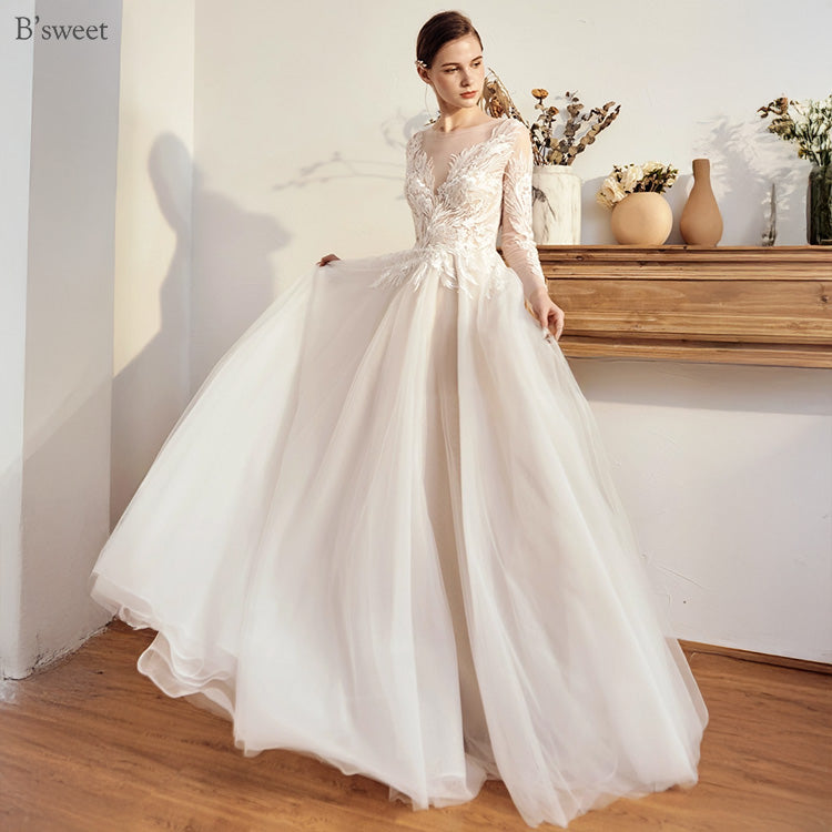 【ur75】	刺繡スリーブドレス　Aライン