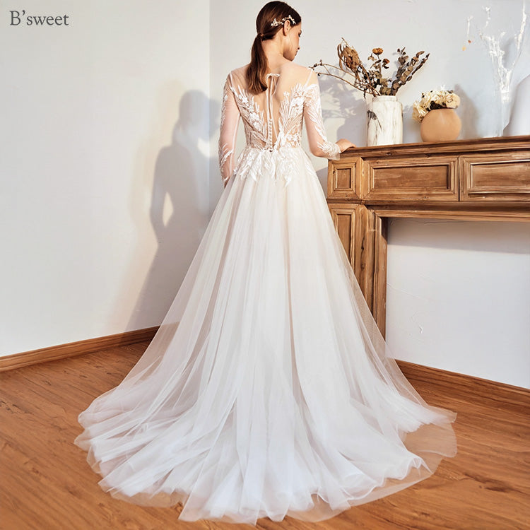 【ur75】	刺繡スリーブドレス　Aライン