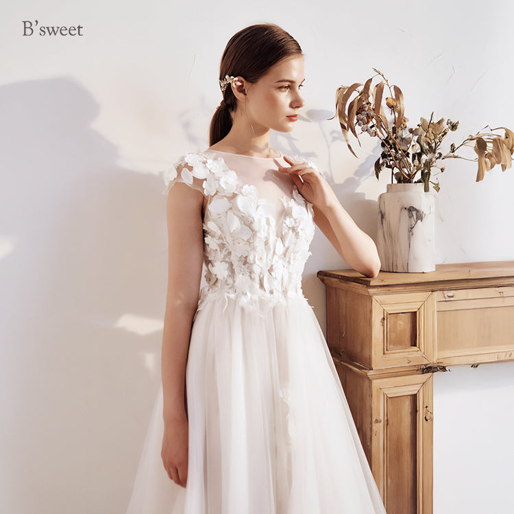 【ur76】	フラワーチュールドレス　Aライン