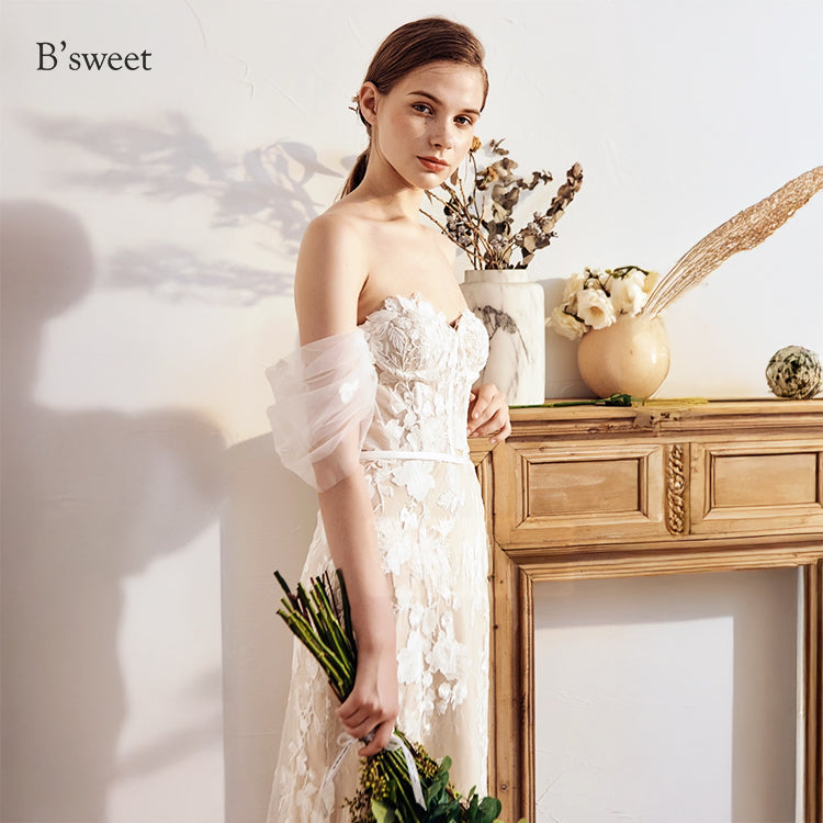 【ur77】	オフショルダーレース刺繡ドレス　マーメイドライン