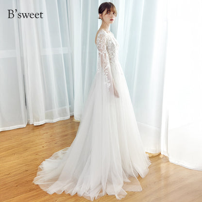 【ur78】	シアーレースケープ風スリーブドレス　Aライン