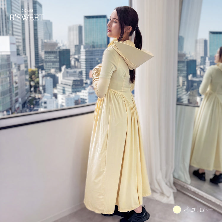 【uvpk3】UVカットパーカーギャザーワンピース